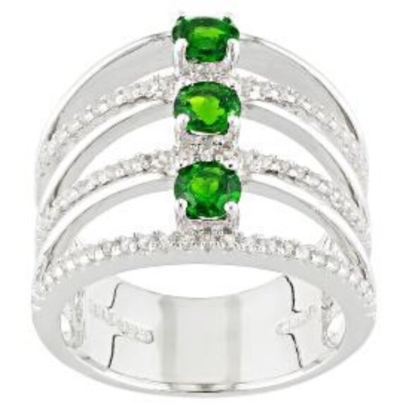 .87ctw Russian Chrome Diopside w/.45ctw White Zircon Sterling Silver ring Size 7 - Picture 7 of 16